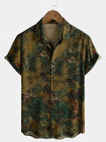 Chemise Homme de Vacances à Manches Courtes en Rayonne avec Imprimé Paysage Botanique