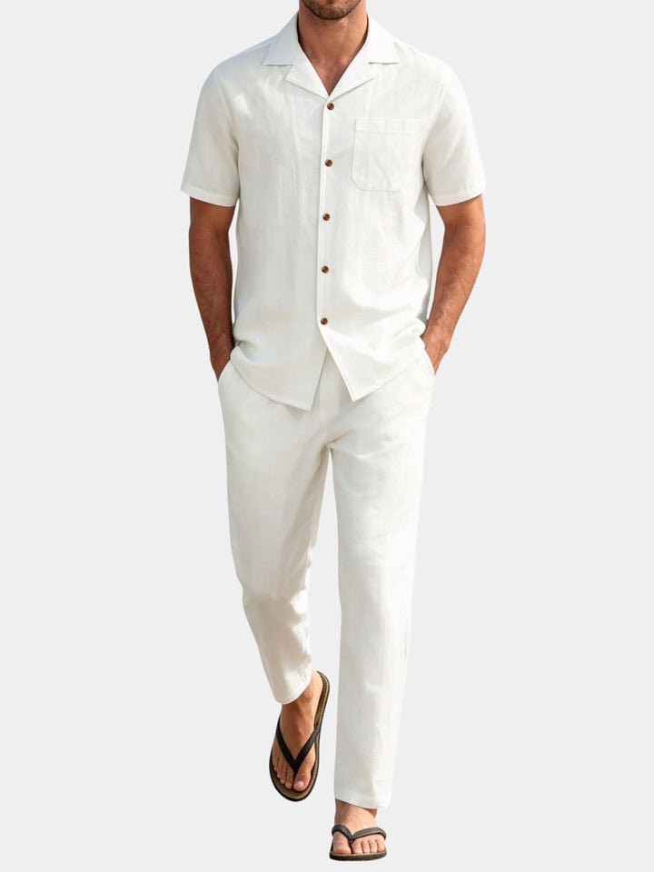 Ensemble chemise et pantalon Guayabera cubains décontractés pour homme, ensemble d&