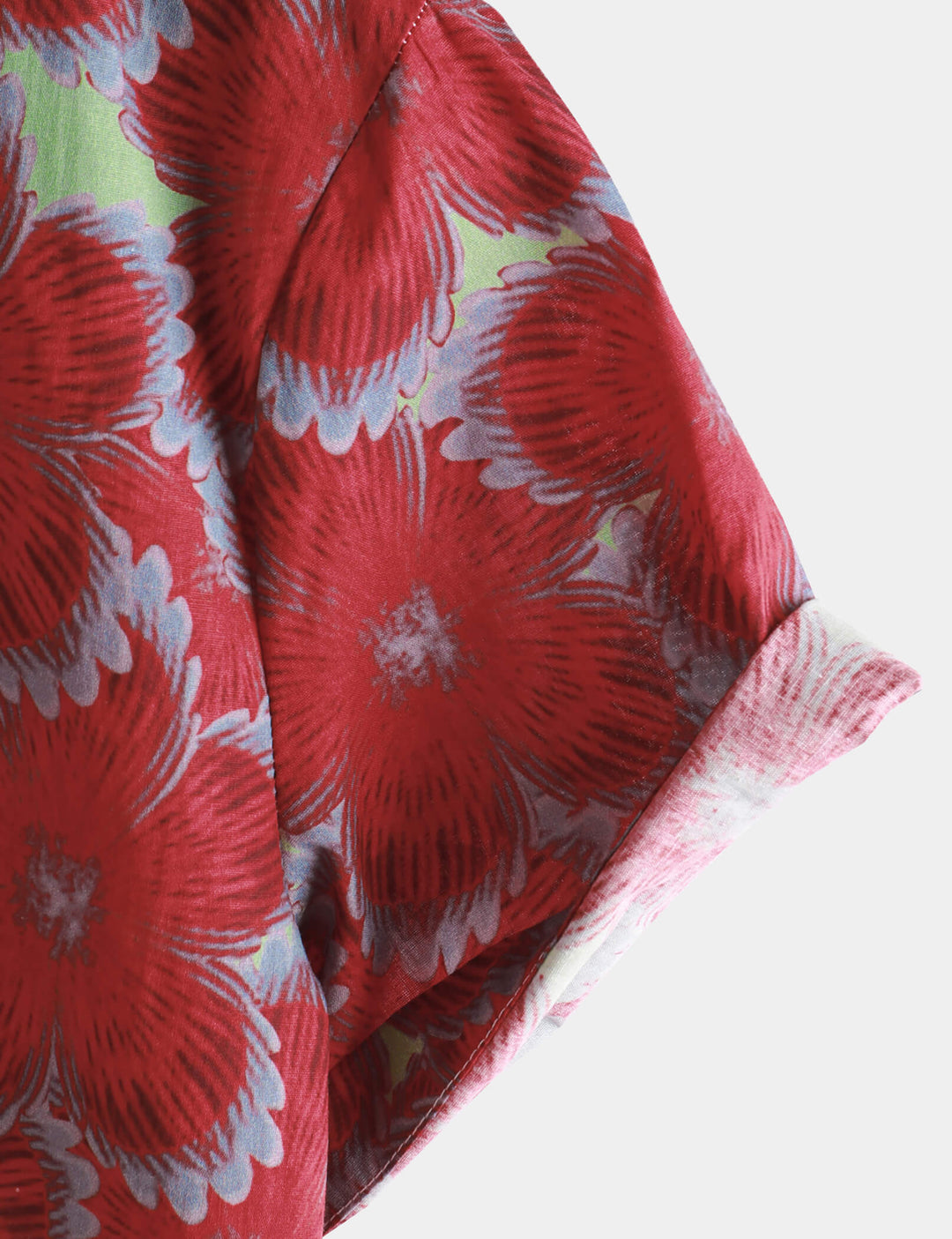 Chemises hawaïennes à manches courtes et boutons pour hommes, 100% coton, motif floral rouge, pour la plage et l&