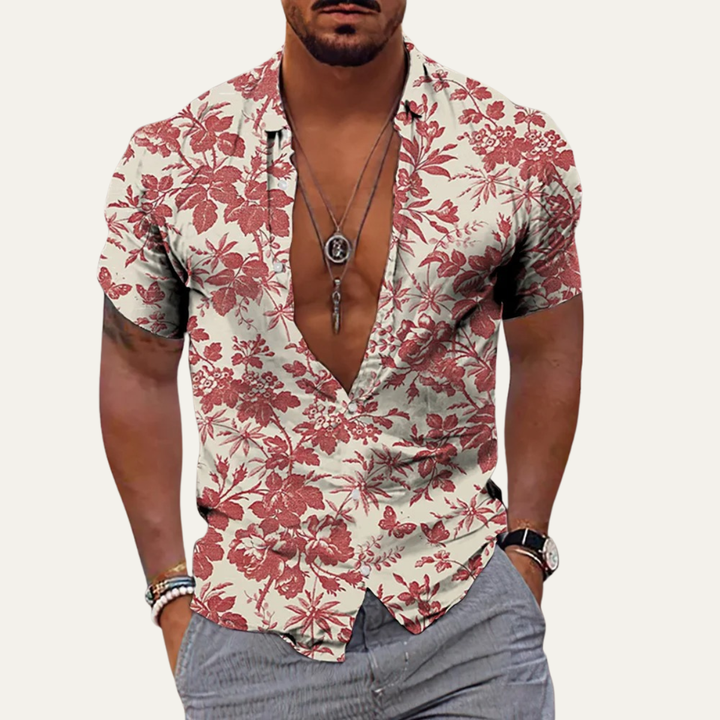 La Chemise de Plage Hawaïenne pour Hommes à Imprimé Tropical de Noix de Coco de Maple Gate