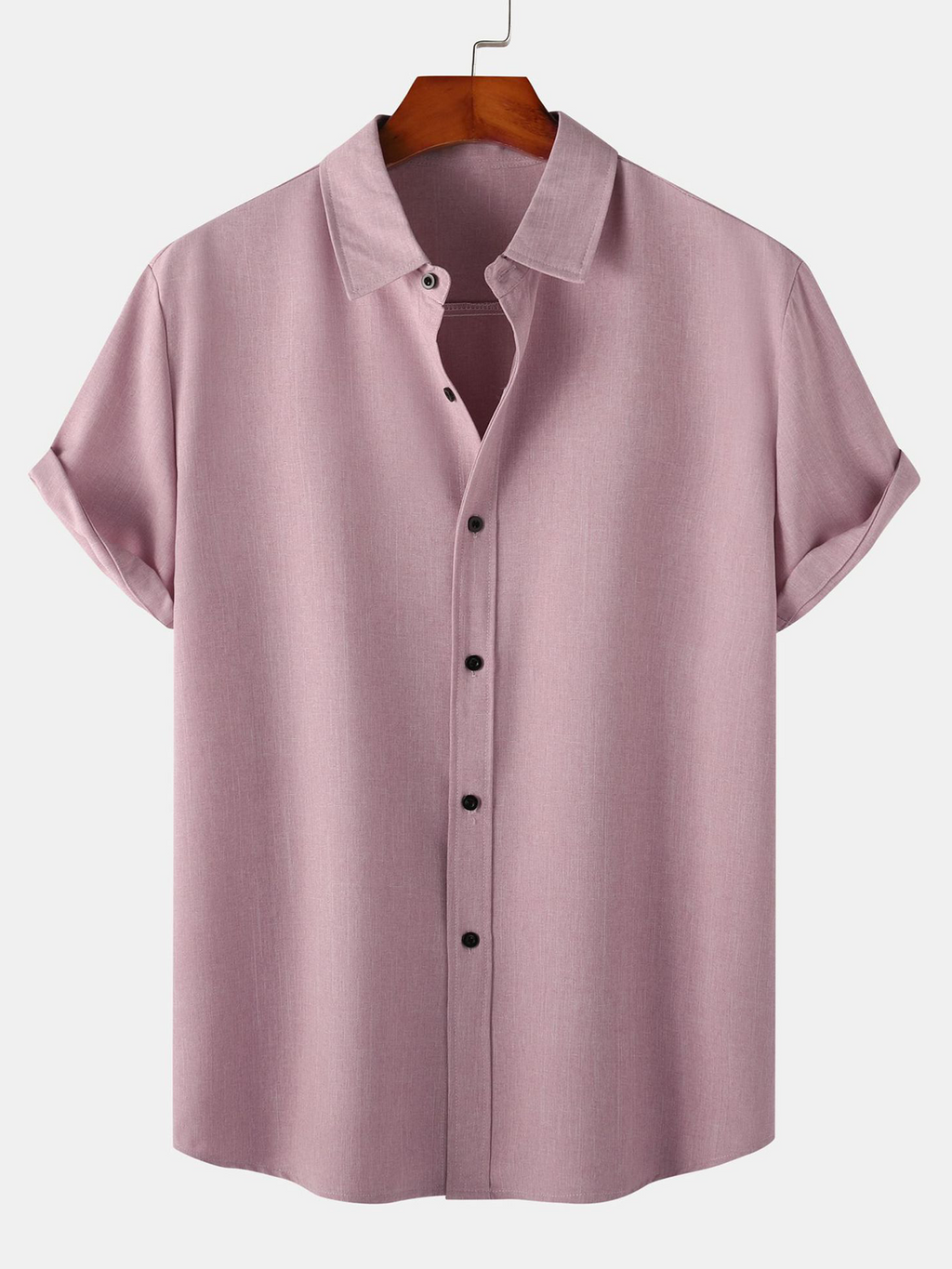 Chemise Casual unie pour Homme avec Boutons et Manches Courtes Respirante