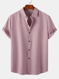Chemise Casual unie pour Homme avec Boutons et Manches Courtes Respirante