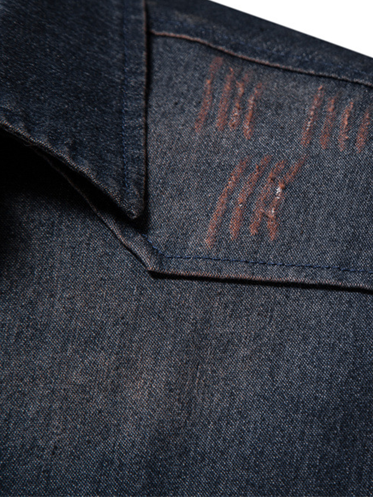 Chemise à manches longues décontractée en coton vintage avec poche en denim pour hommes