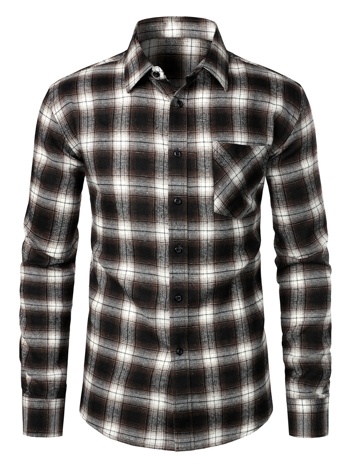 Chemise coupe classique en flanelle à carreaux