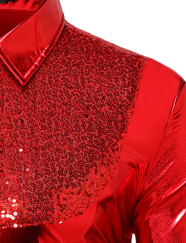 Costume de smoking boutonné brillant de luxe pour hommes, chemise de soirée à manches longues