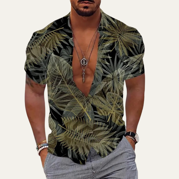 La chemise de plage hawaïenne pour hommes à imprimé tropical en noix de coco Silverhill Ridge