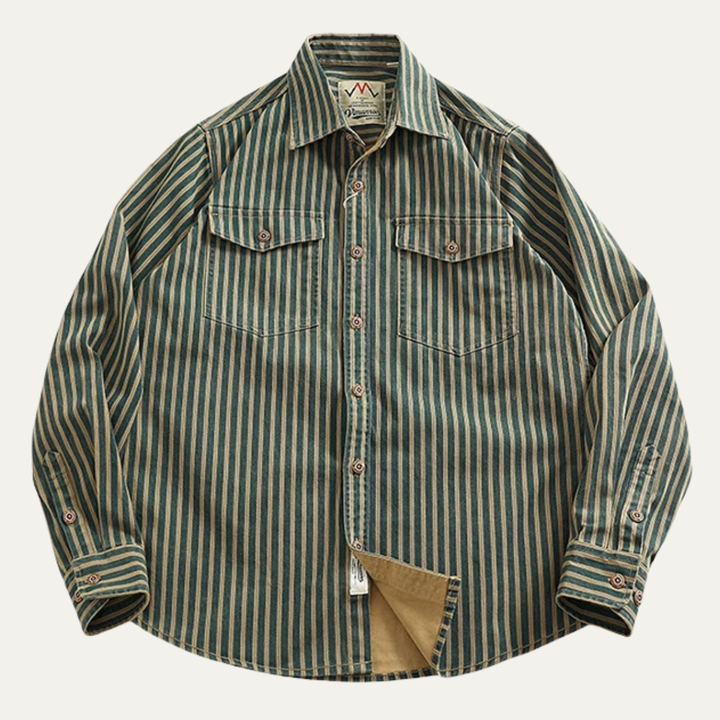 La chemise en denim à rayures verticales nostalgique pour homme Willowfall