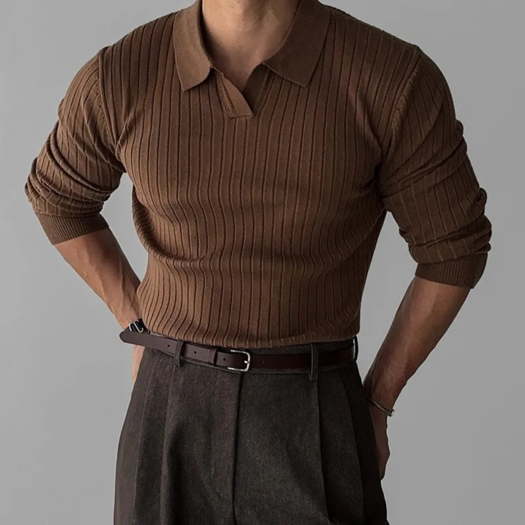 Le Polo en Tricot Jacquard à Col V pour Hommes Verona