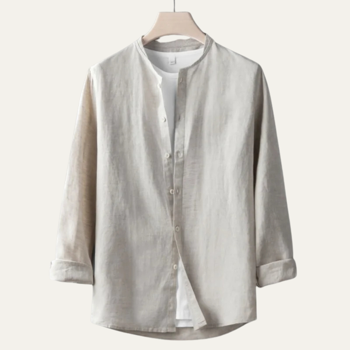La chemise en lin vintage à col rond fin pour homme de Brookfield Lane