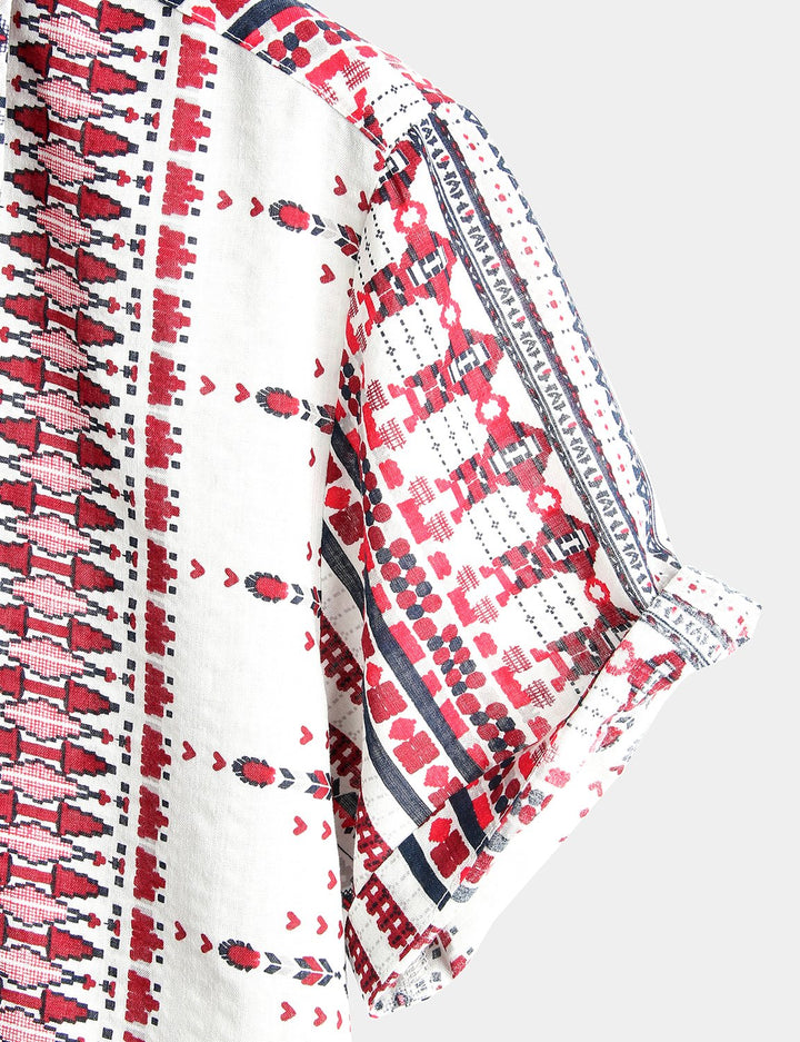 Chemises imprimées basiques en coton pour hommes