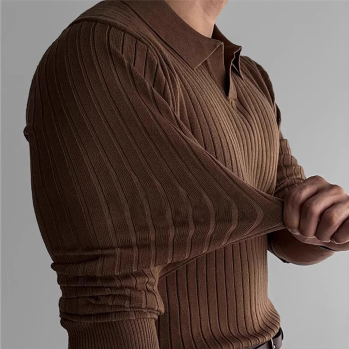 Le Polo en Tricot Jacquard à Col V pour Hommes Verona