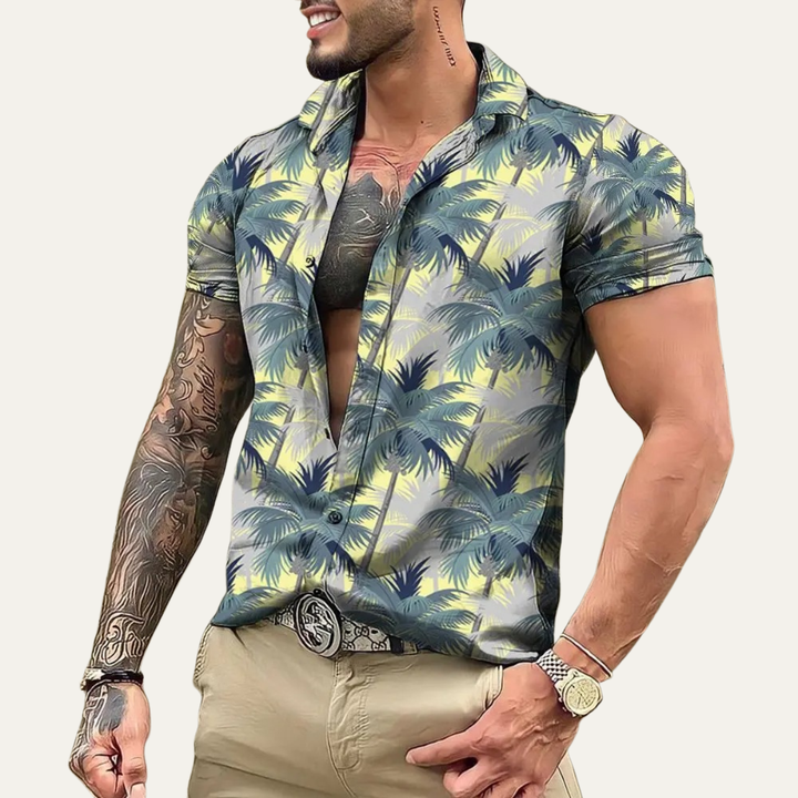 La chemise de plage hawaïenne pour hommes à imprimé tropical en noix de coco Silverhill Ridge