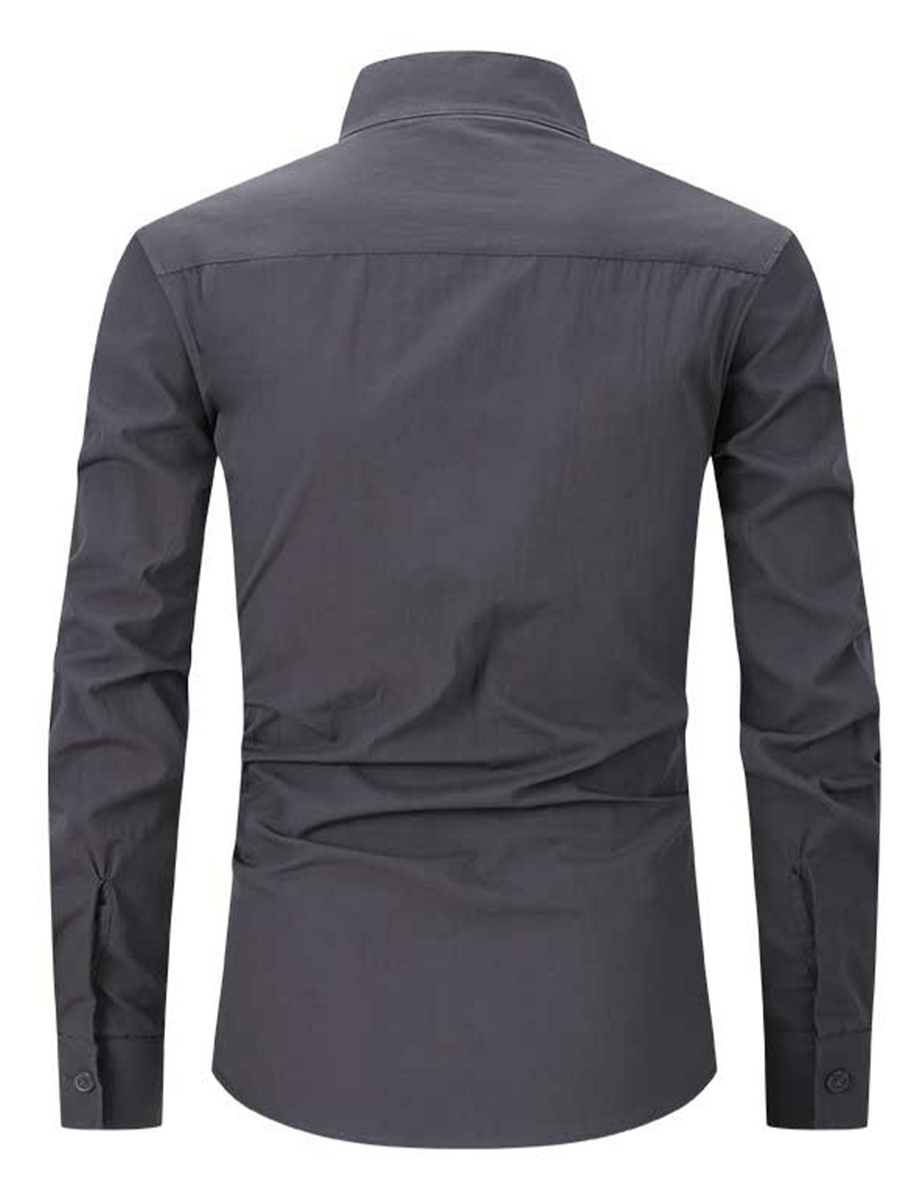 Chemise à manches longues et col Henley pour hommes, couleur unie, décontractée, en coton, avec poches