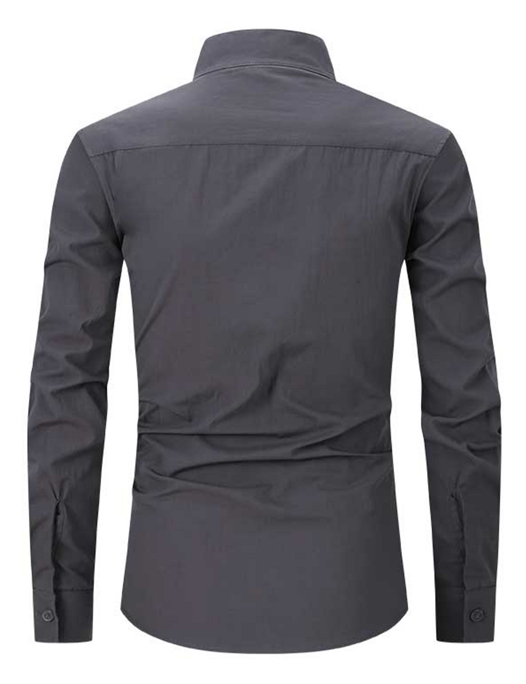 Chemise à manches longues et col Henley pour hommes, couleur unie, décontractée, en coton, avec poches
