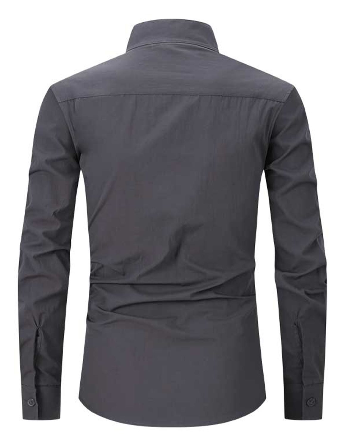 Chemise à manches longues et col Henley pour hommes, couleur unie, décontractée, en coton, avec poches
