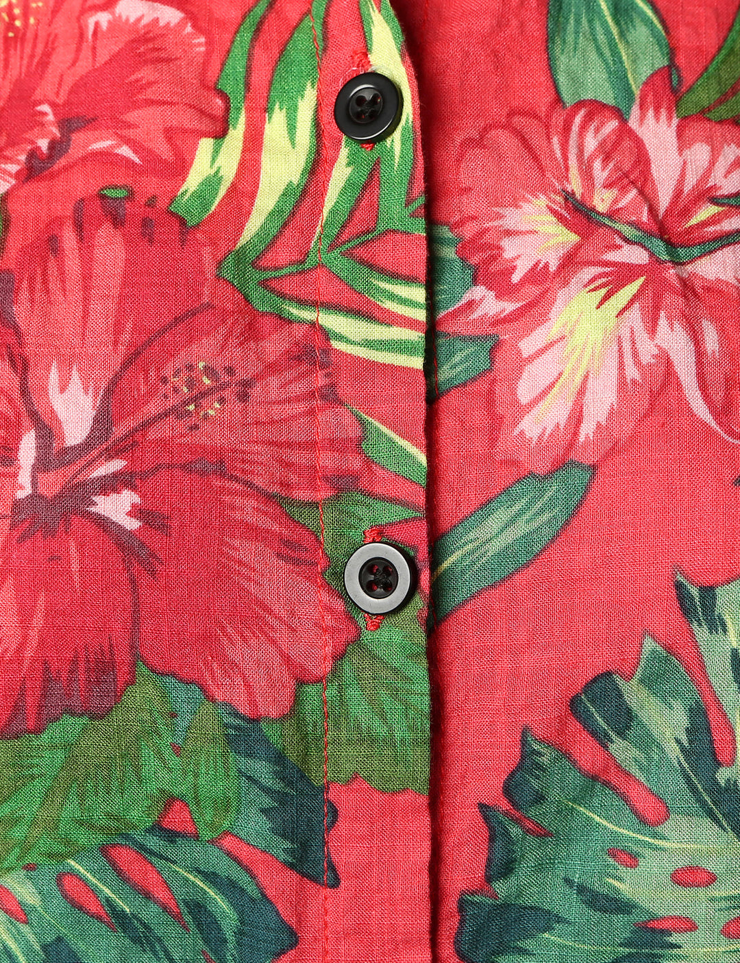 Chemisier respirant imprimé fleuri pour femme coton Aloha chemise hawaïenne rouge à manches courtes