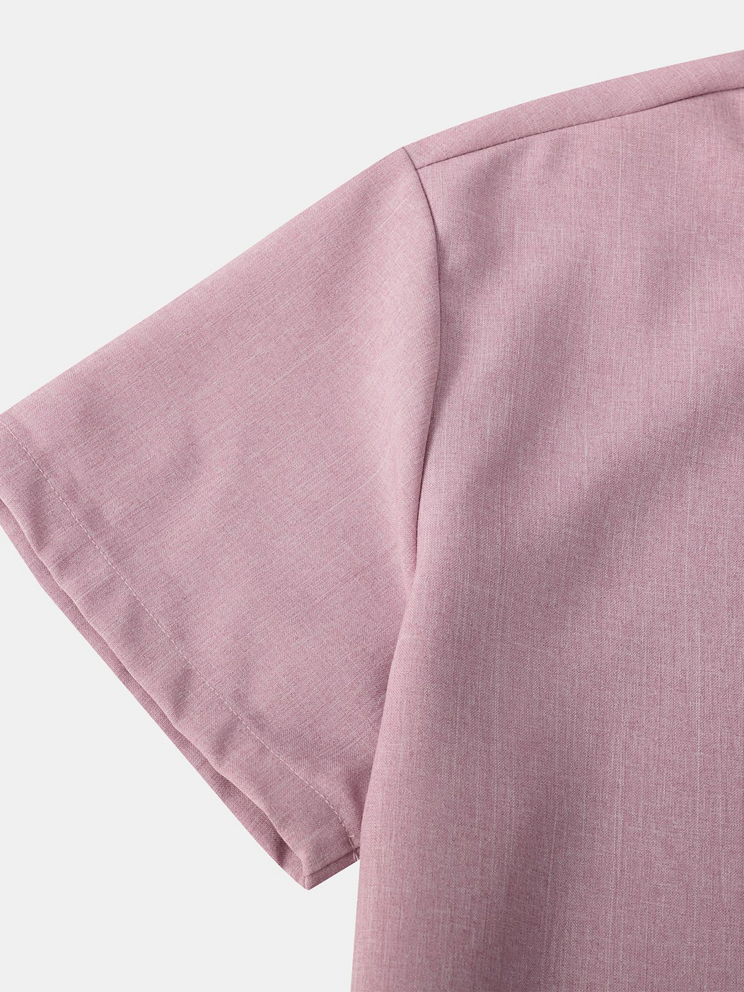 Chemise à manches courtes décontractée boutonnée en coton de couleur unie respirante pour hommes