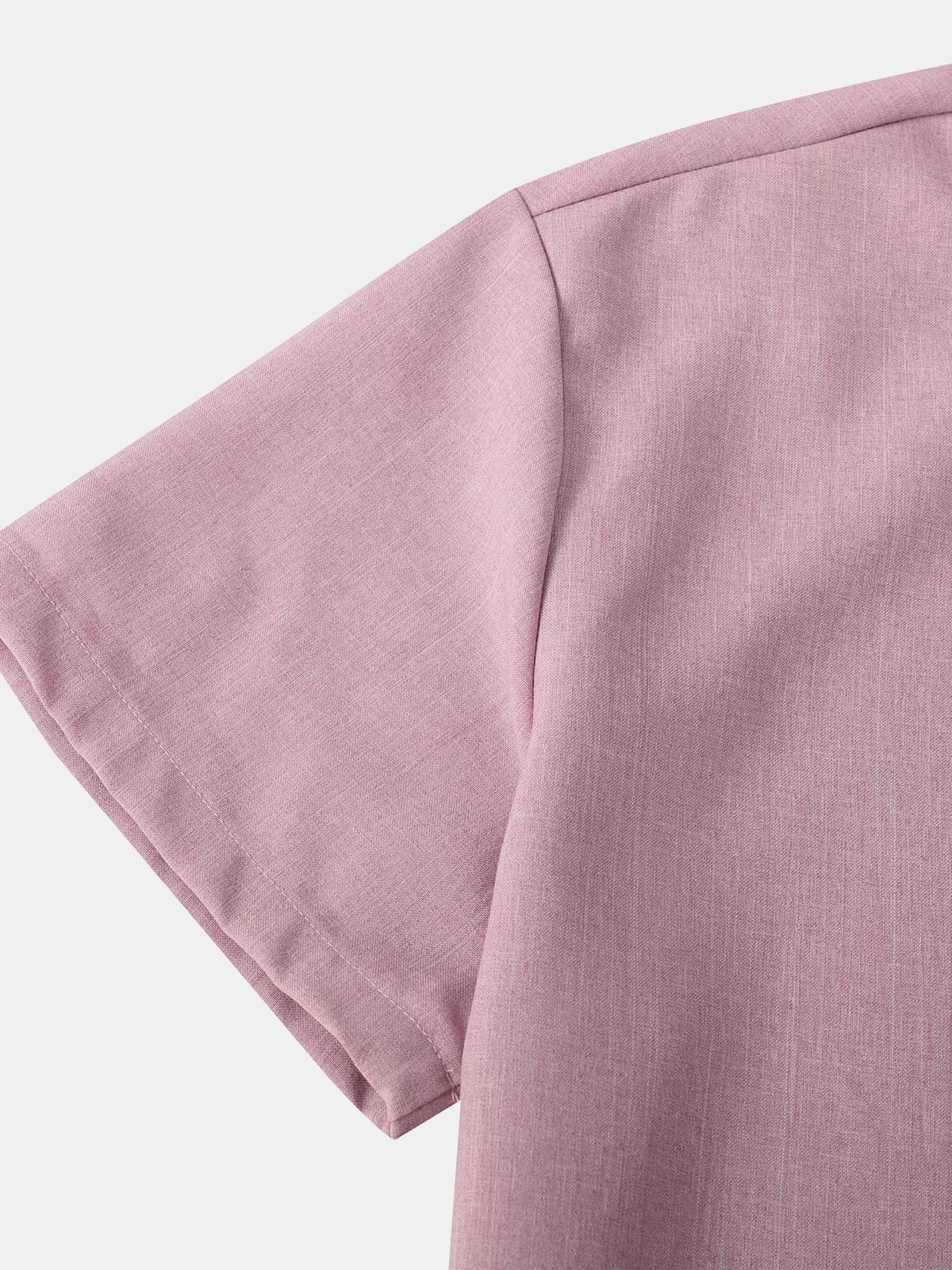 Chemise à manches courtes décontractée boutonnée en coton de couleur unie respirante pour hommes