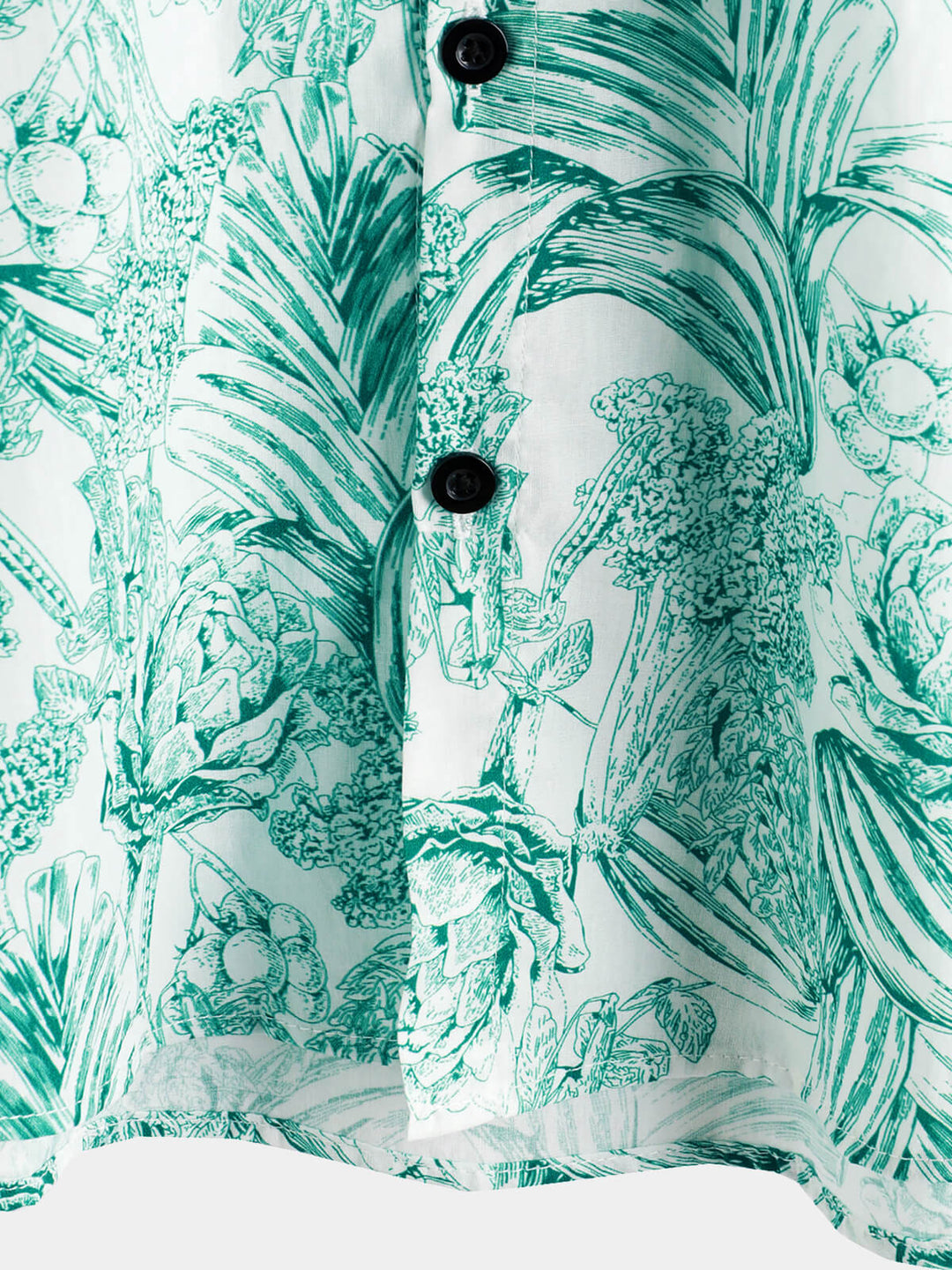 Chemises hawaïennes à manches courtes et boutons pour hommes, 100% coton, motif floral vert