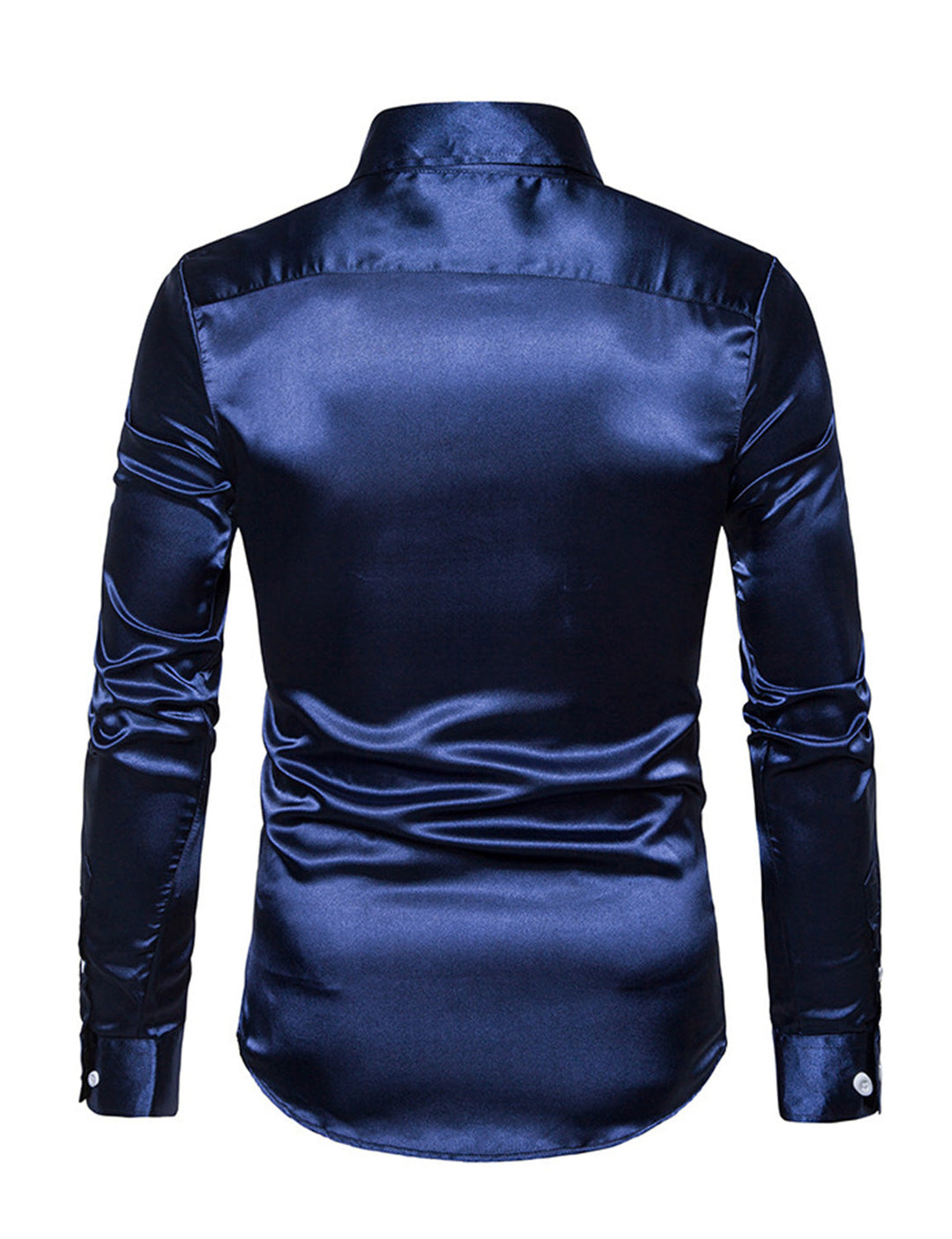 Chemise de soirée à manches longues en satin lisse boutonnée pour homme