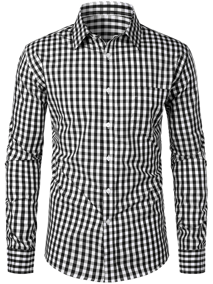 Chemise coupe classique en coton à carreaux