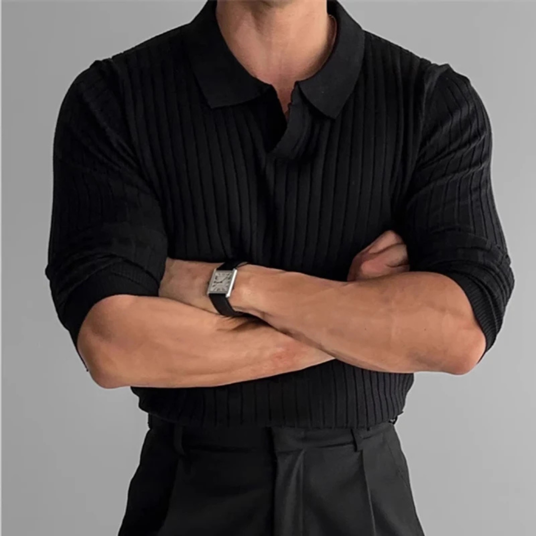 Le Polo en Tricot Jacquard à Col V pour Hommes Verona