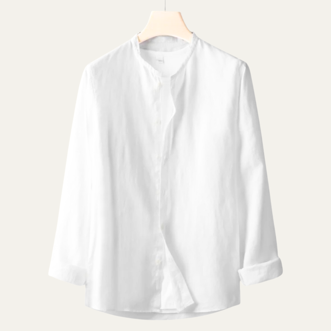 La chemise en lin vintage à col rond fin pour homme de Brookfield Lane