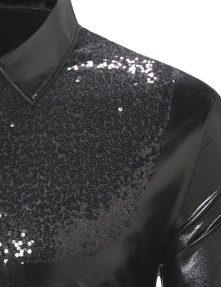 Costume de smoking boutonné brillant de luxe pour hommes, chemise de soirée à manches longues