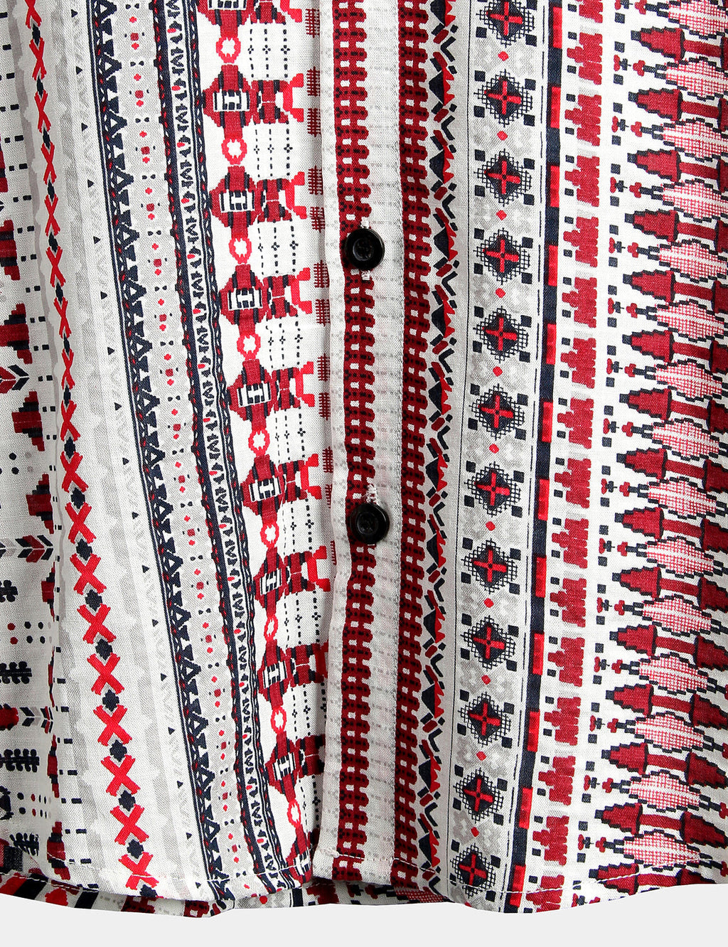 Chemise de Plage à Manches Courtes pour Homme Blanche et Rouge Rayée