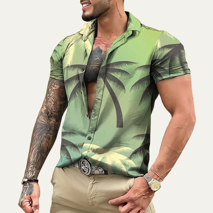La chemise hawaïenne décontractée pour hommes Brookland avec imprimé tropical de noix de coco