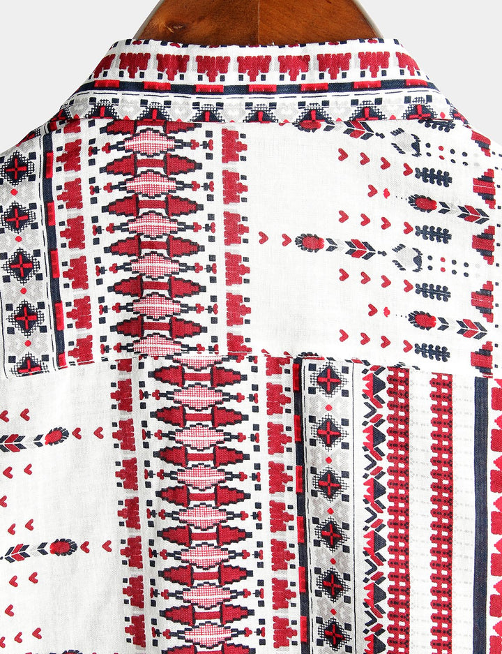 Chemises imprimées basiques en coton pour hommes