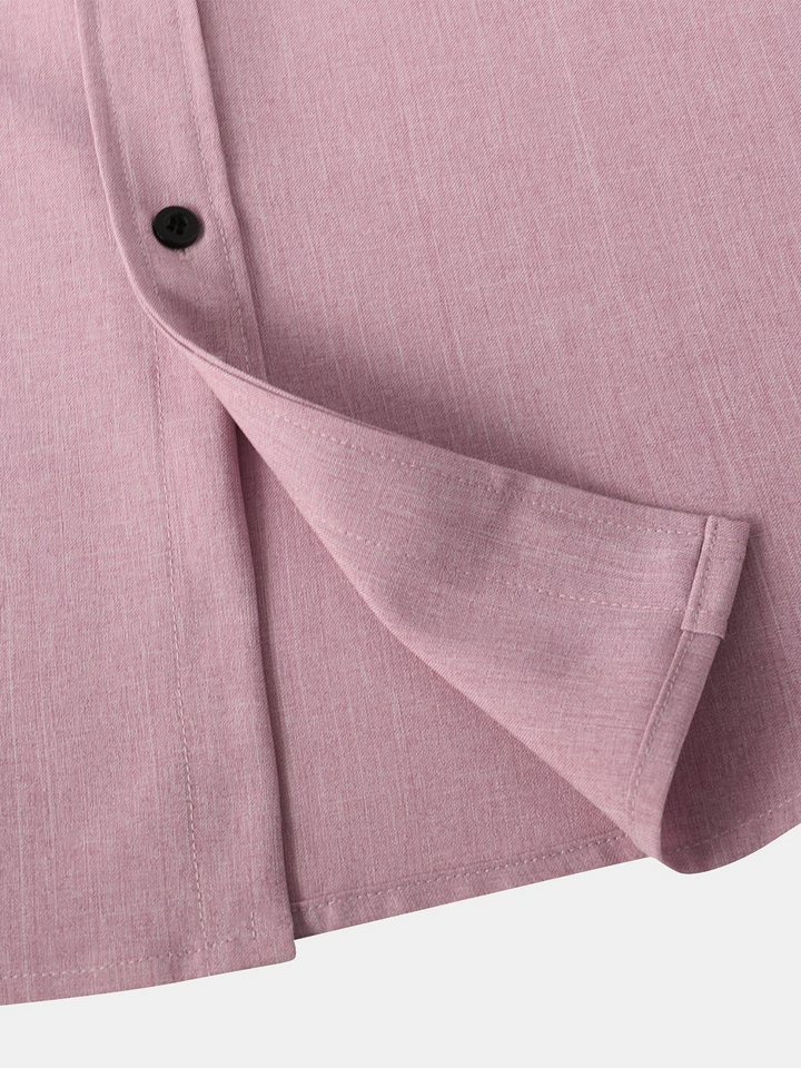 Chemise à manches courtes décontractée boutonnée en coton de couleur unie respirante pour hommes