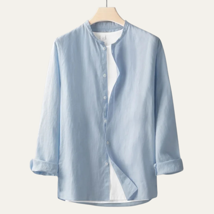 La chemise en lin vintage à col rond fin pour homme de Brookfield Lane