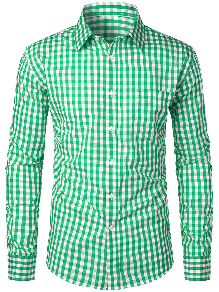 Chemise coupe classique en coton à carreaux