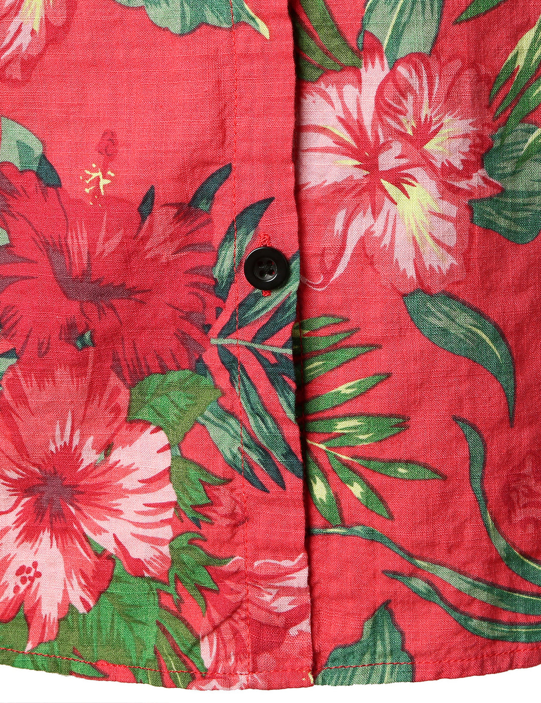Chemisier respirant imprimé fleuri pour femme coton Aloha chemise hawaïenne rouge à manches courtes