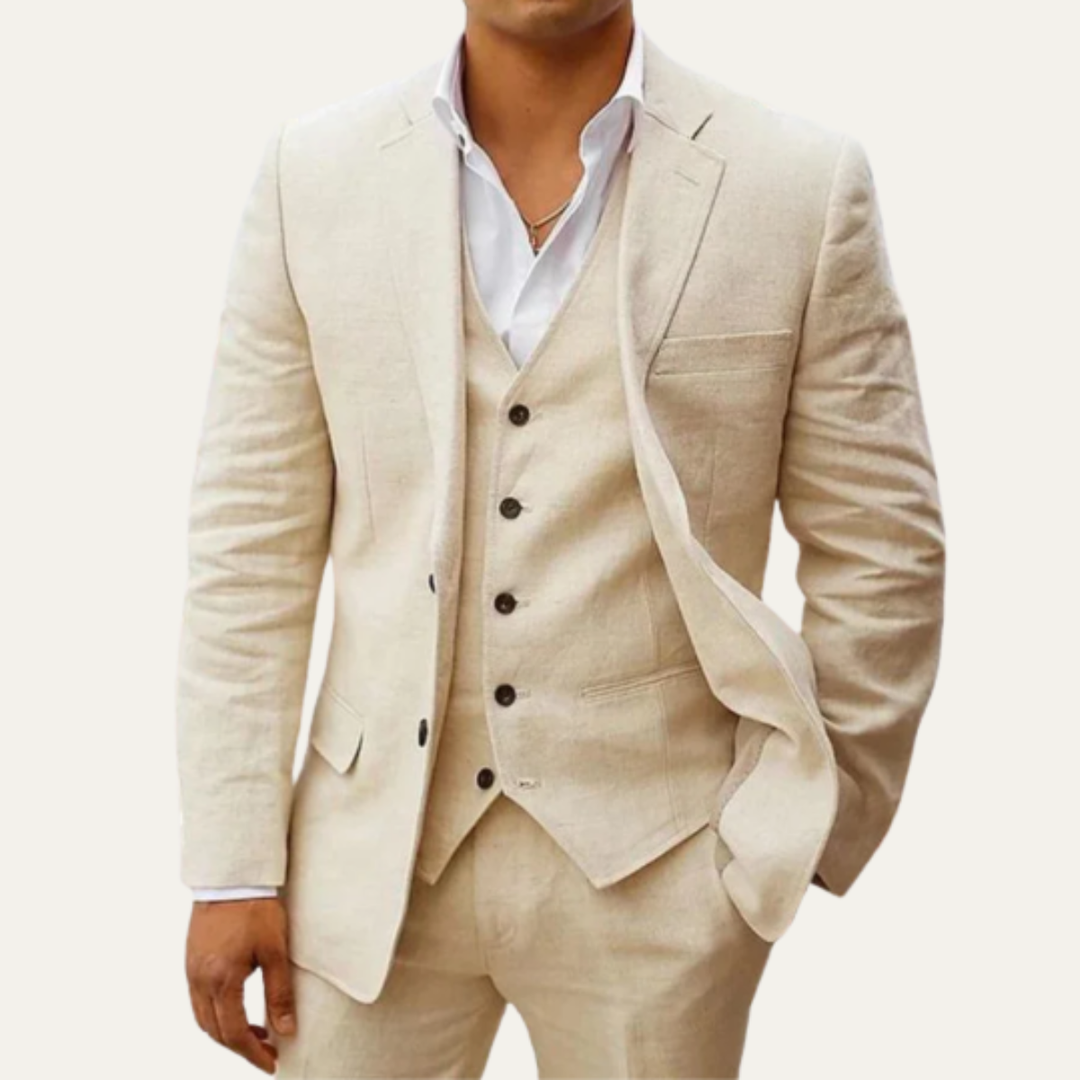 Le Costume en Lin 3 Pièces pour Hommes Oakridge – Ensemble Classique Respirant d&
