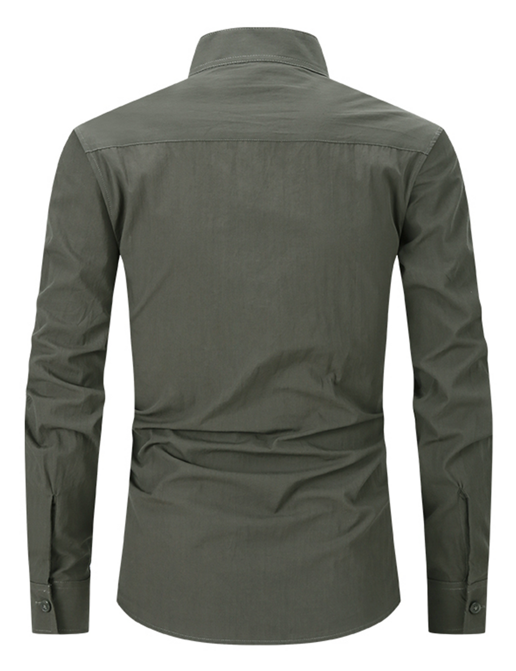 Chemise à manches longues et col Henley pour hommes, couleur unie, décontractée, en coton, avec poches