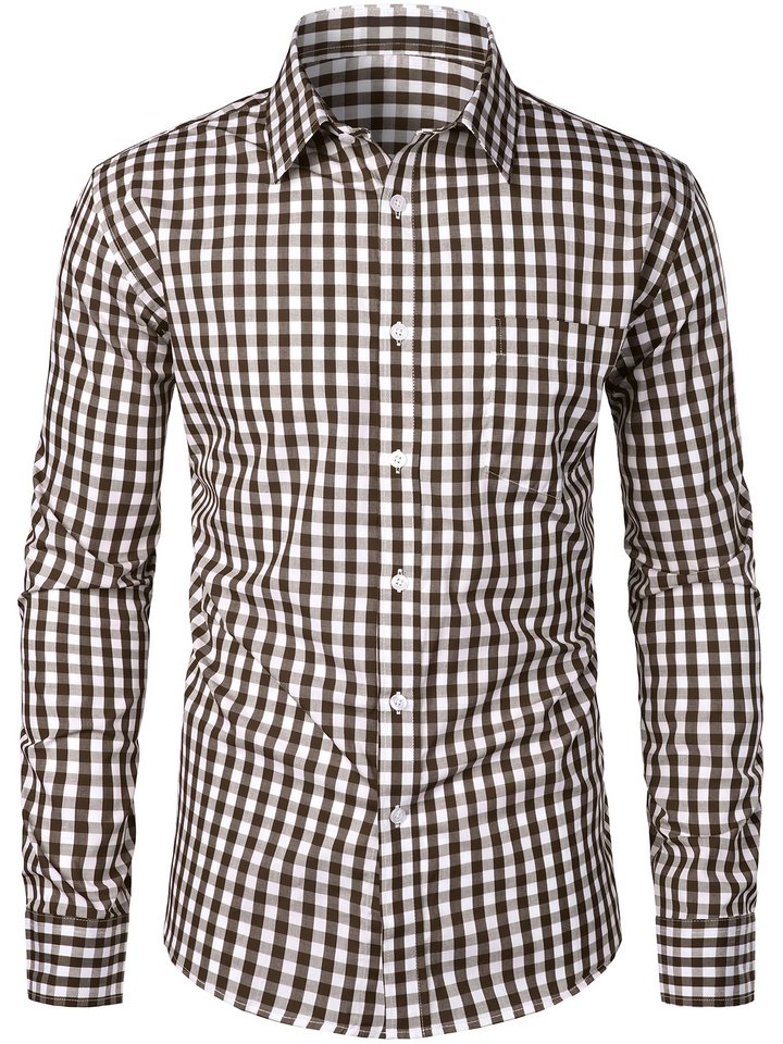 Chemise coupe classique en coton à carreaux
