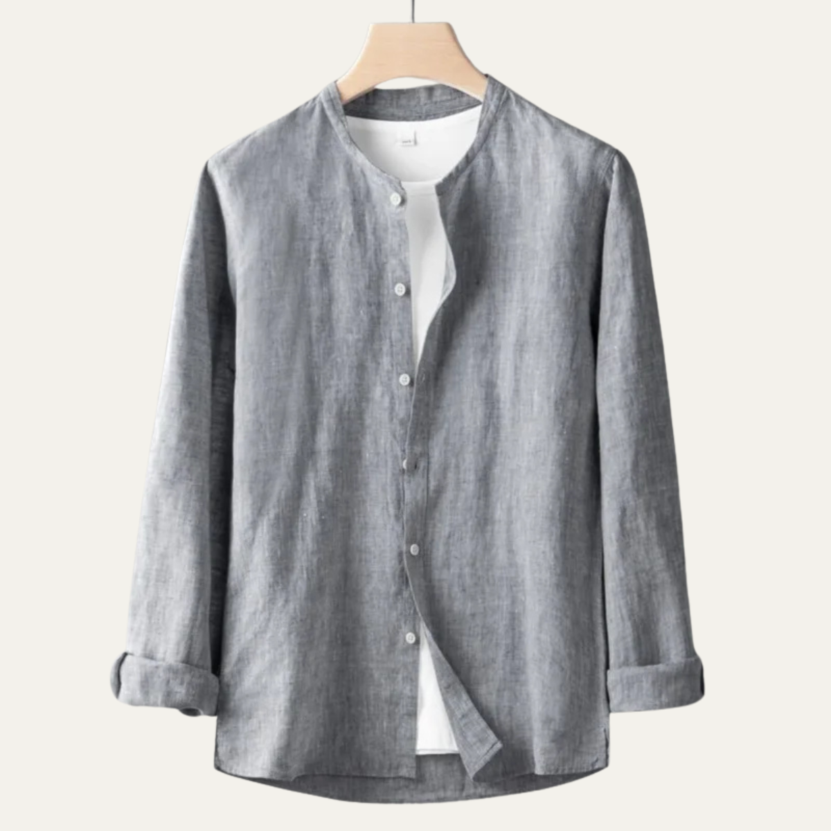 La chemise en lin vintage à col rond fin pour homme de Brookfield Lane