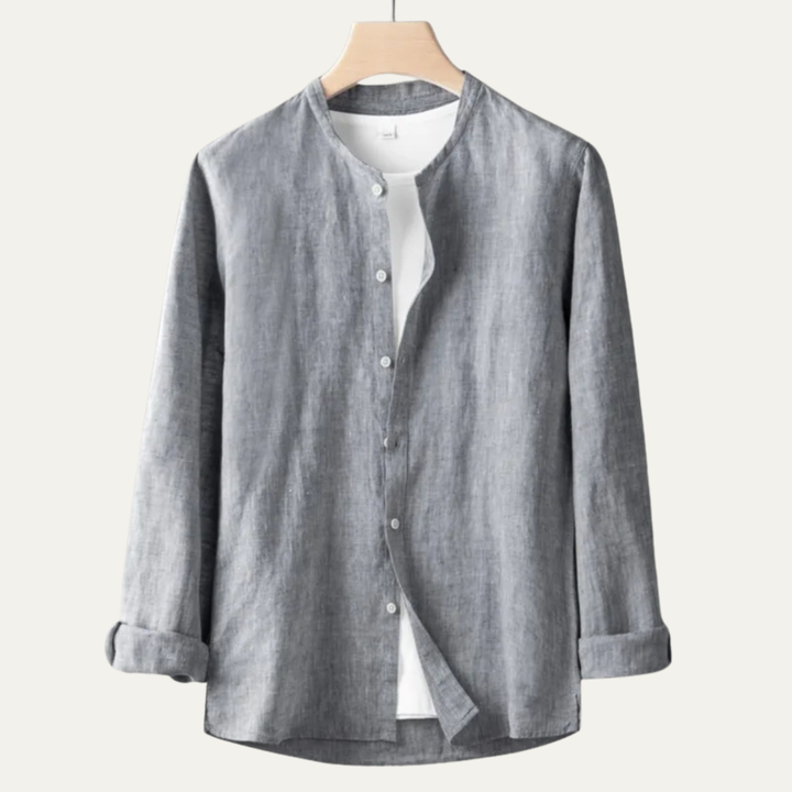 La chemise en lin vintage à col rond fin pour homme de Brookfield Lane