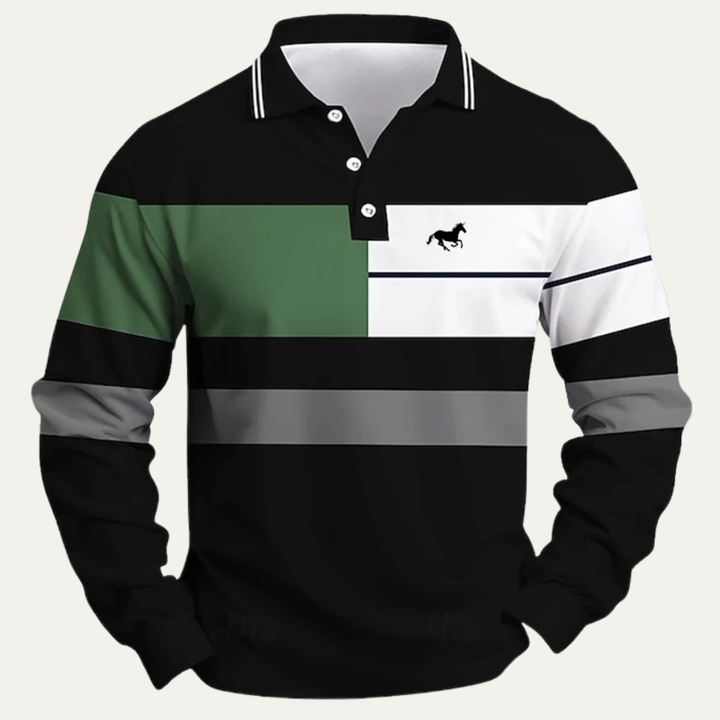 Le Polo à Rayures à Blocs de Couleurs pour Homme Dolomiti à Manches Longues