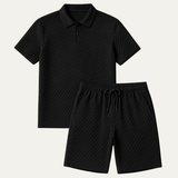 Le Set Polo & Shorts Jacquard d'Été pour Hommes de Surrey – Tenue de Plage Légère