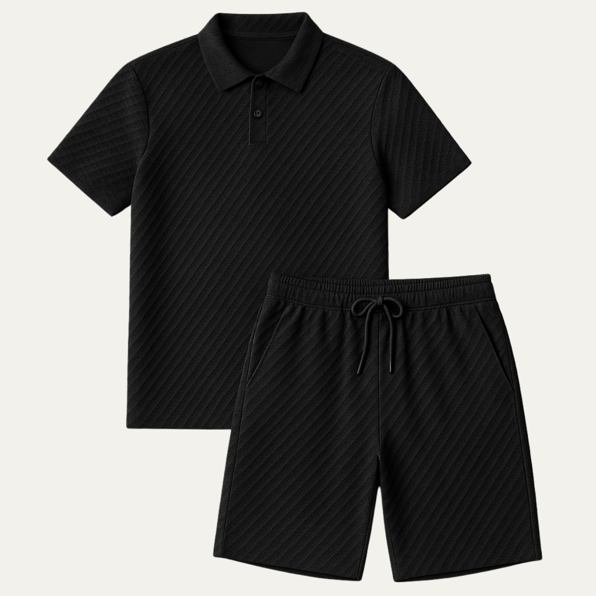 Le Set Polo & Shorts Jacquard d'Été pour Hommes de Surrey – Tenue de Plage Légère