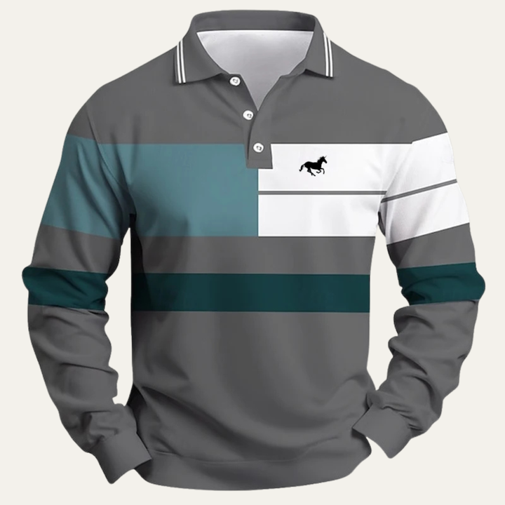 Le Polo à Rayures à Blocs de Couleurs pour Homme Dolomiti à Manches Longues