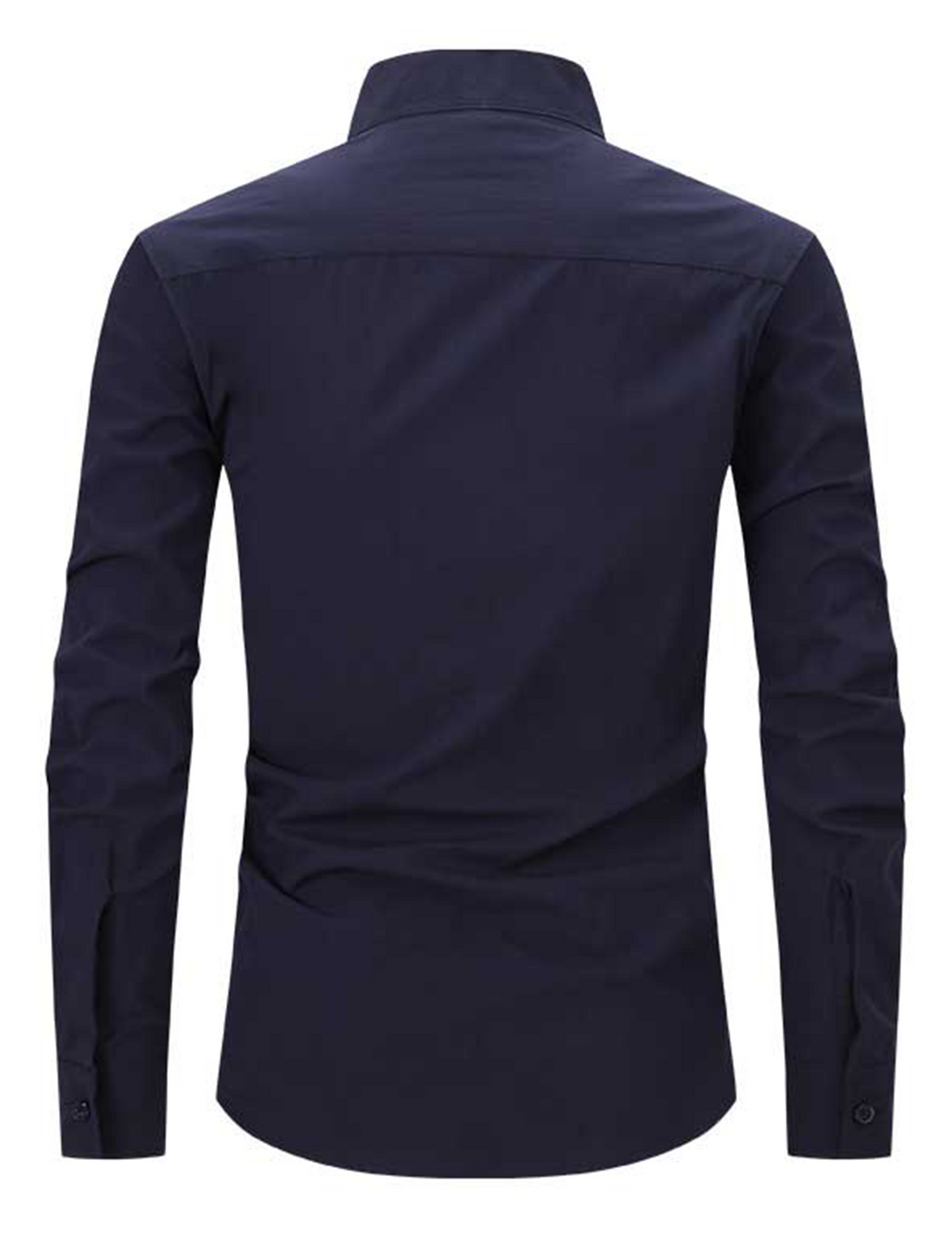 Chemise à manches longues et col Henley pour hommes, couleur unie, décontractée, en coton, avec poches