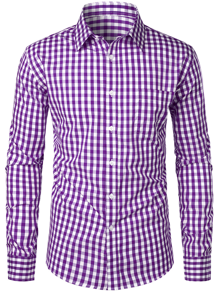 Chemise coupe classique en coton à carreaux