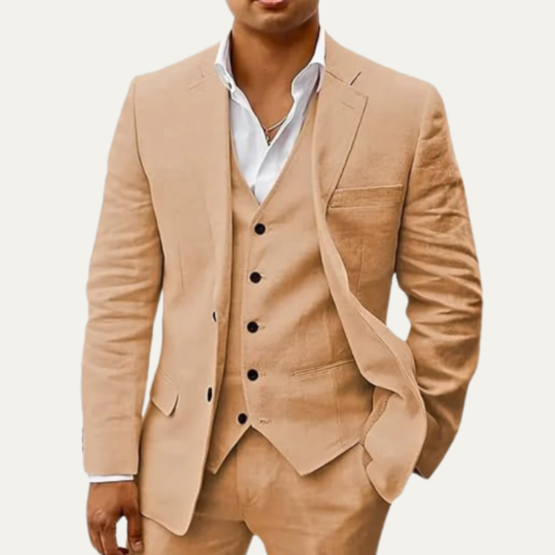 Le Costume en Lin 3 Pièces pour Hommes Oakridge – Ensemble Classique Respirant d&