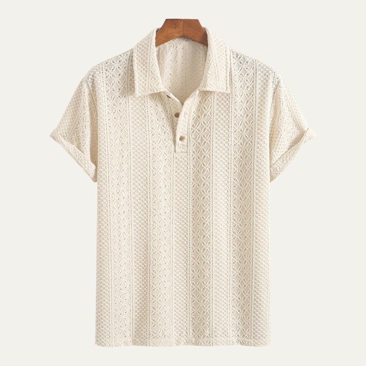 La chemise polo tricotée décontractée en jacquard texturé pour homme Havencrest