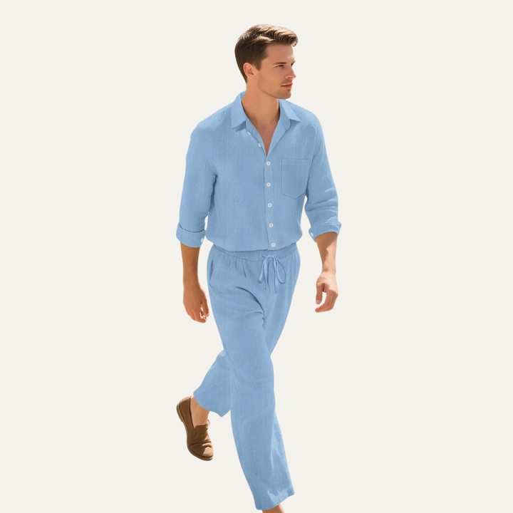 Le Set Chemise en Lin et Pantalons à Cordon pour Hommes de Birmingham – Tenue d&