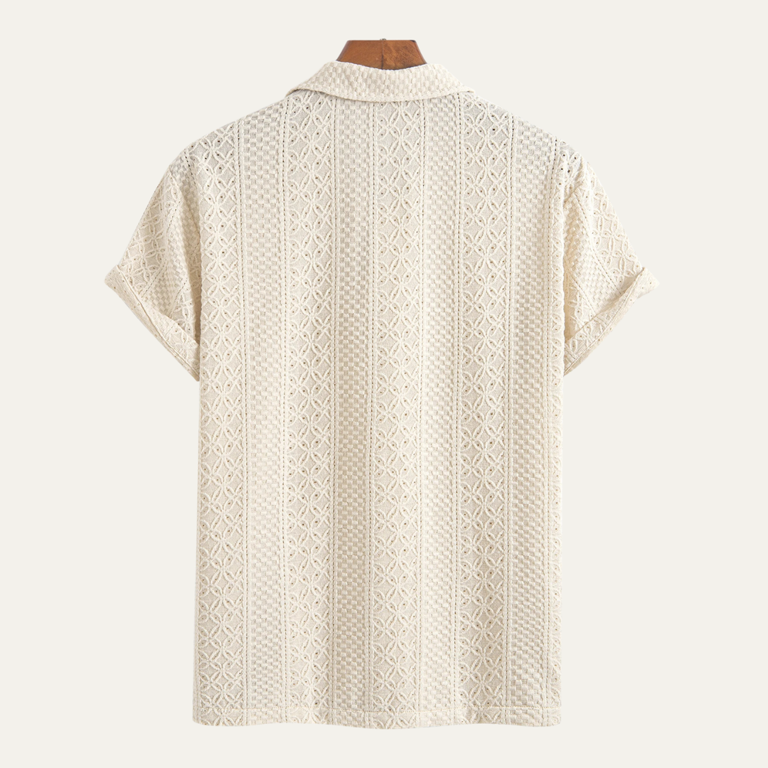 La chemise polo tricotée décontractée en jacquard texturé pour homme Havencrest